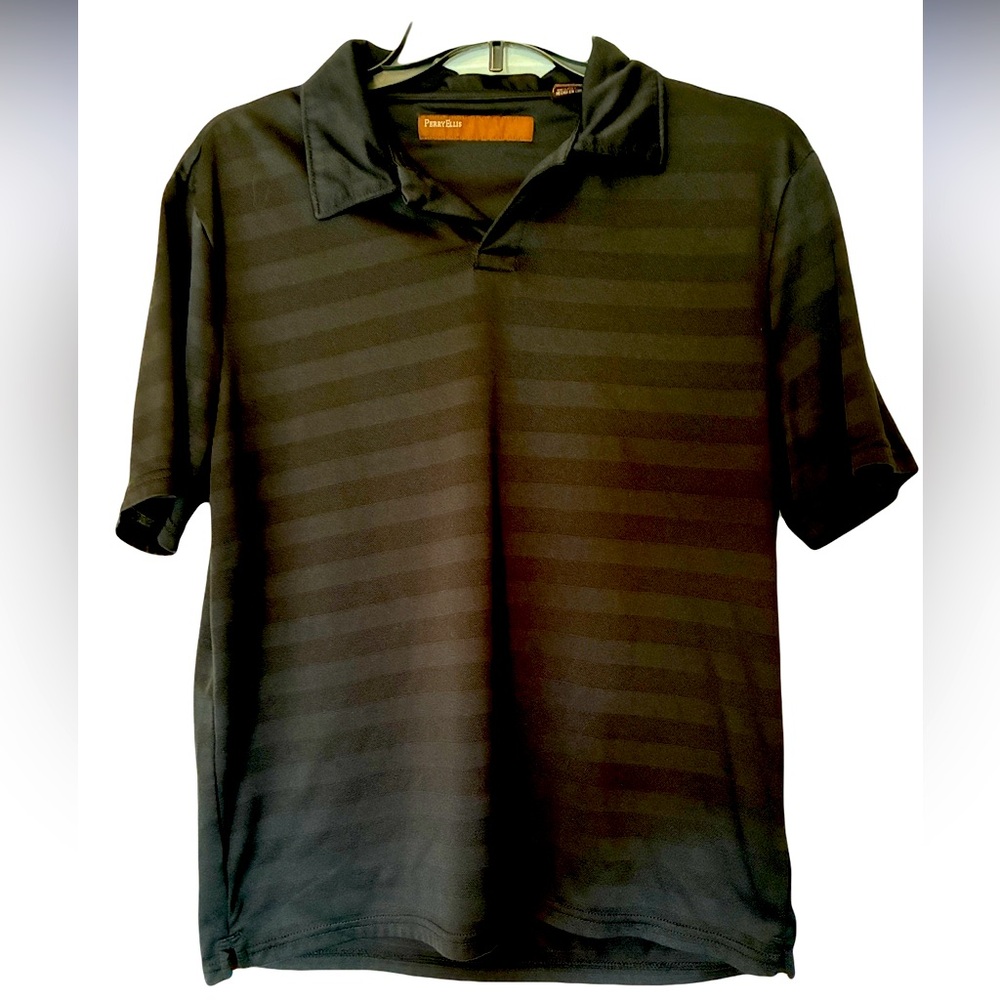 Perry Ellis Striped Polo Shirt - Black